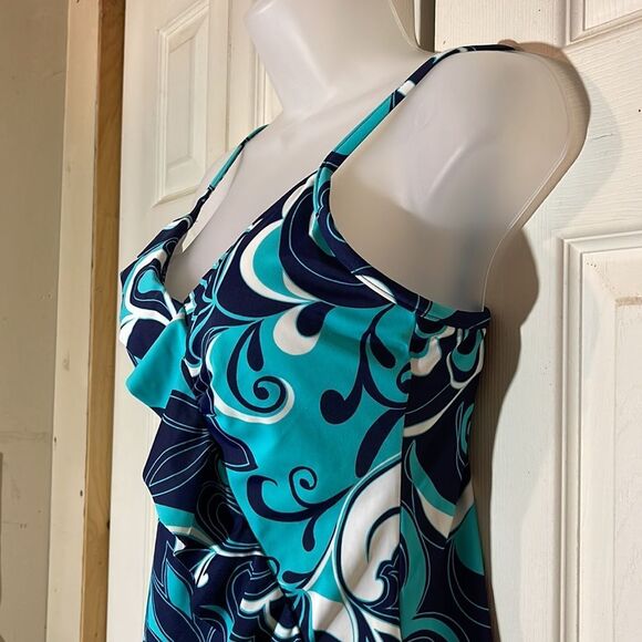 Vintage Jamaica Bay 1990s Ruffled Front Paisley Print Tankini Swim Top 8 - Picture 10 of 16